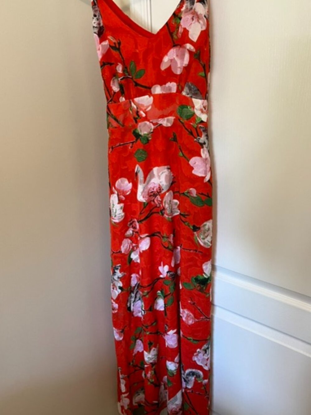 RW & Co red floral print dress.